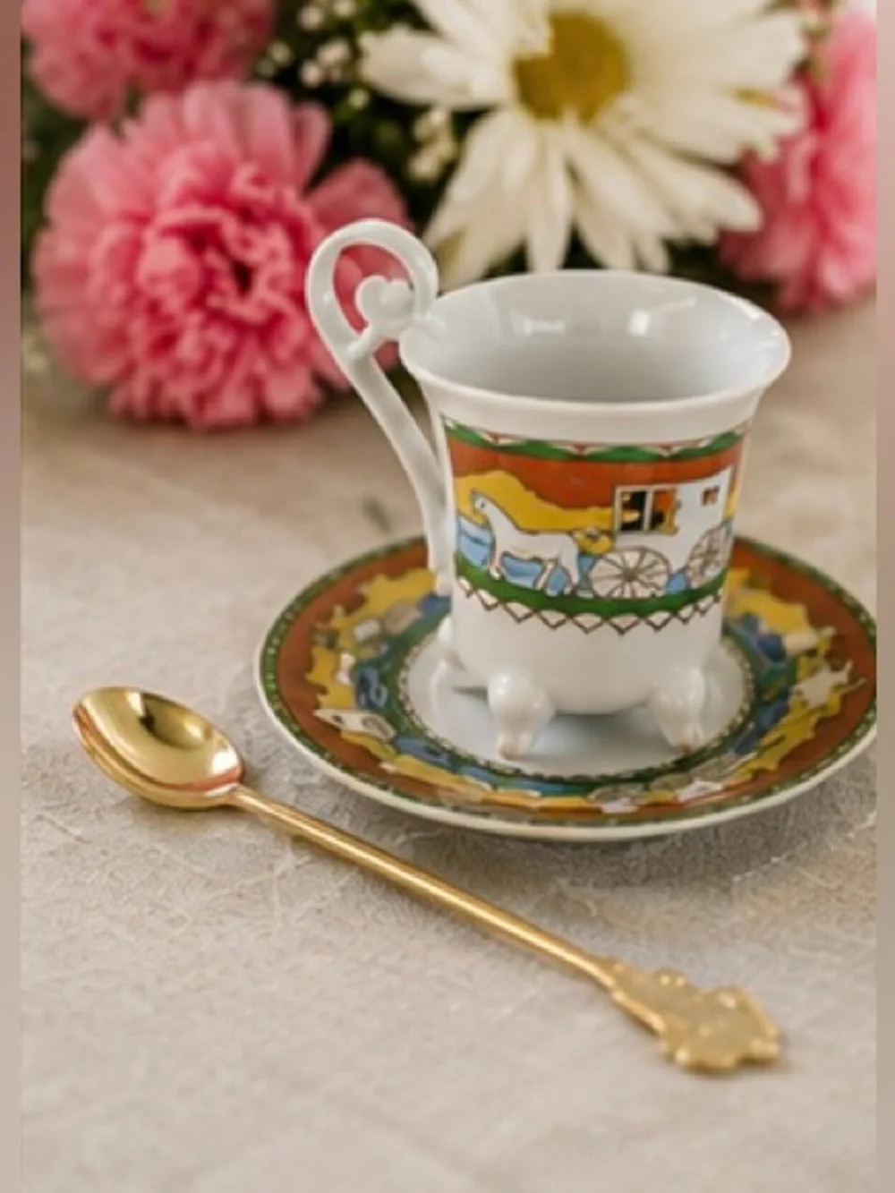Vintage Horse Carriage Mini Tea Set Rare Southern Charm